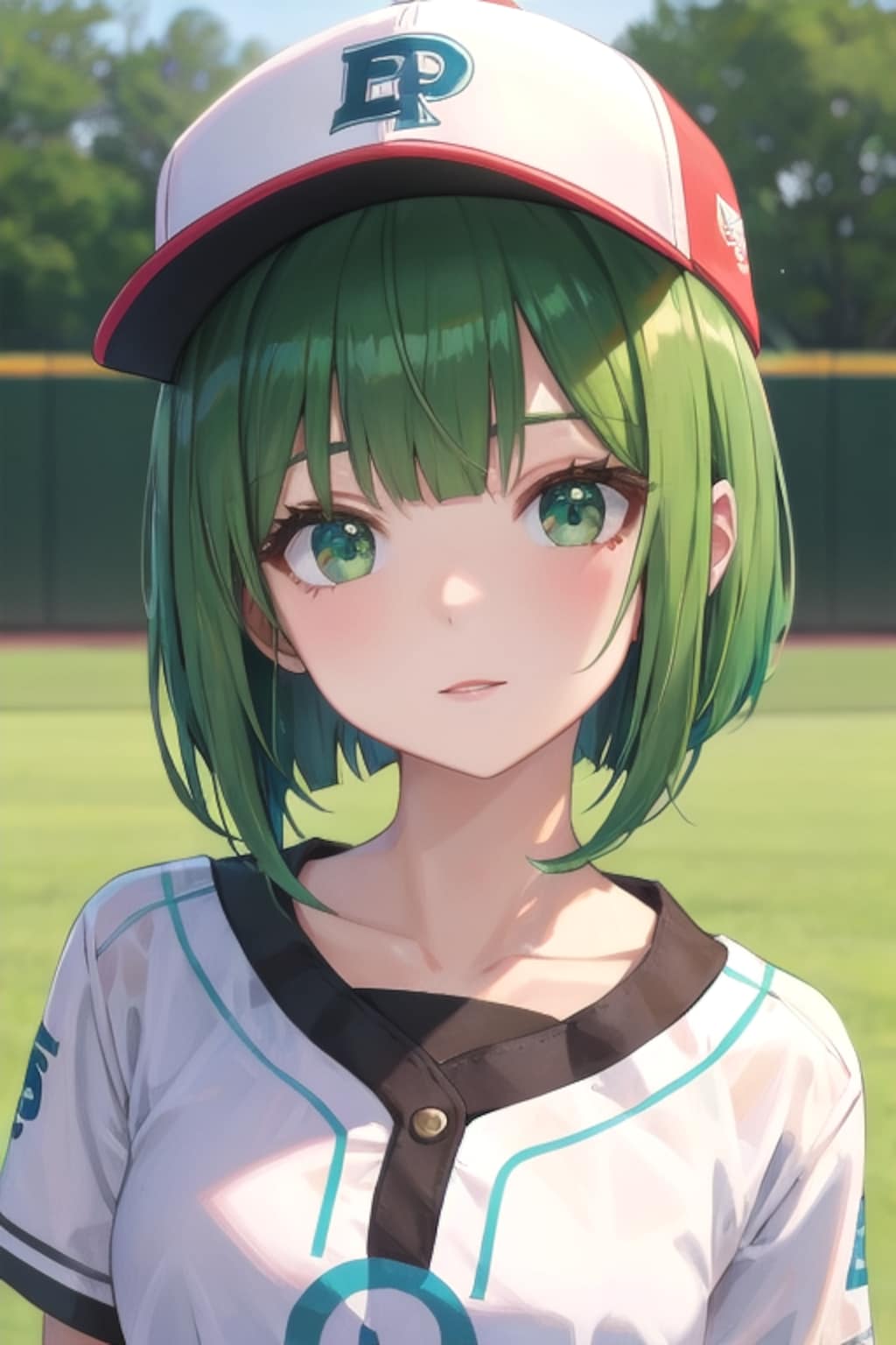 ベースボールキャップの彼女