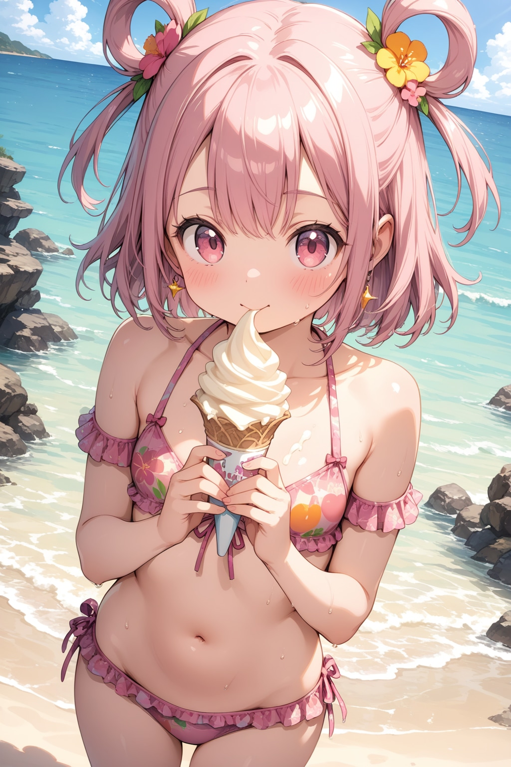 泳いだあとはアイス食べよ♪ | の人気AIイラスト・グラビア