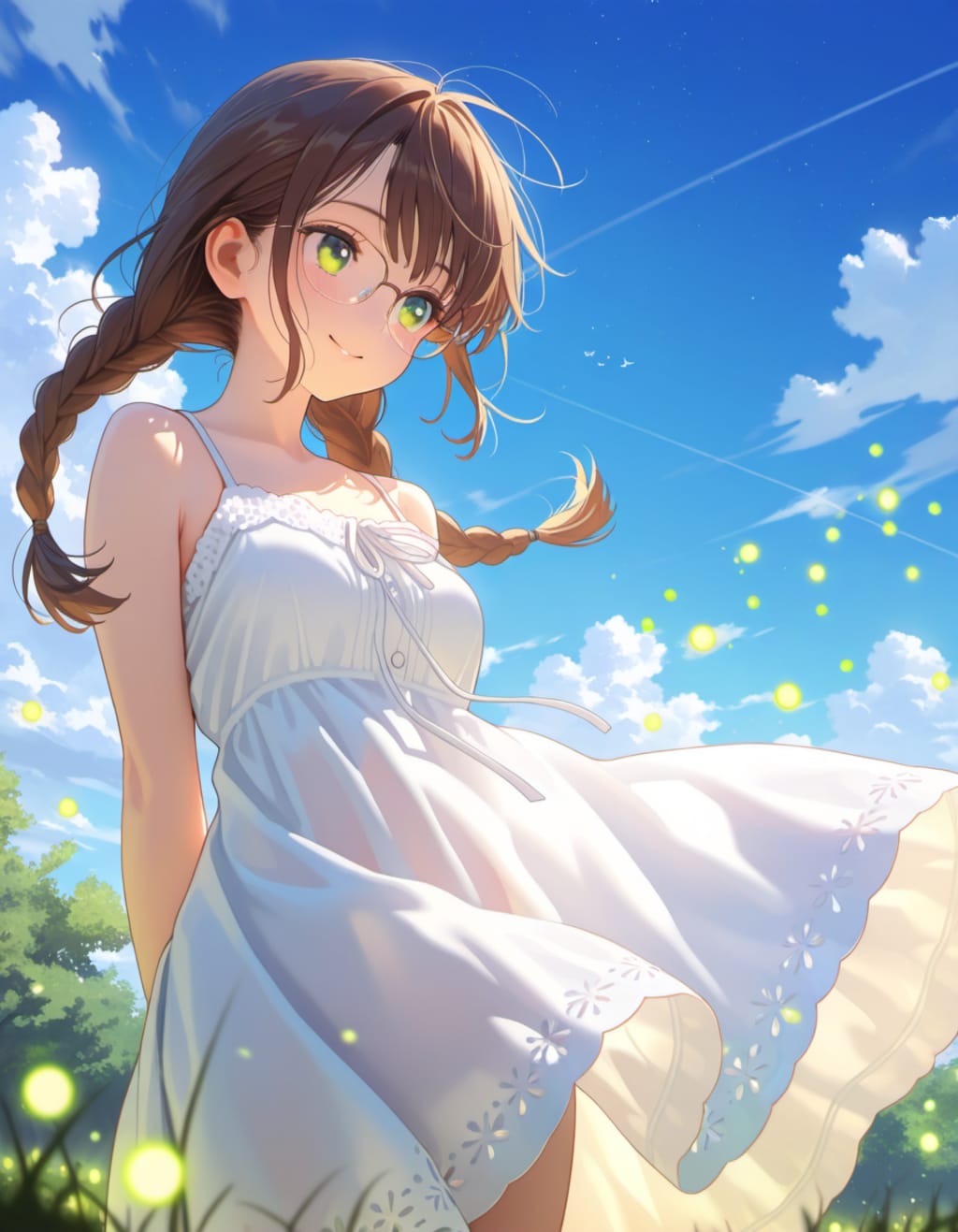 そよ風と三つ編みメガネ