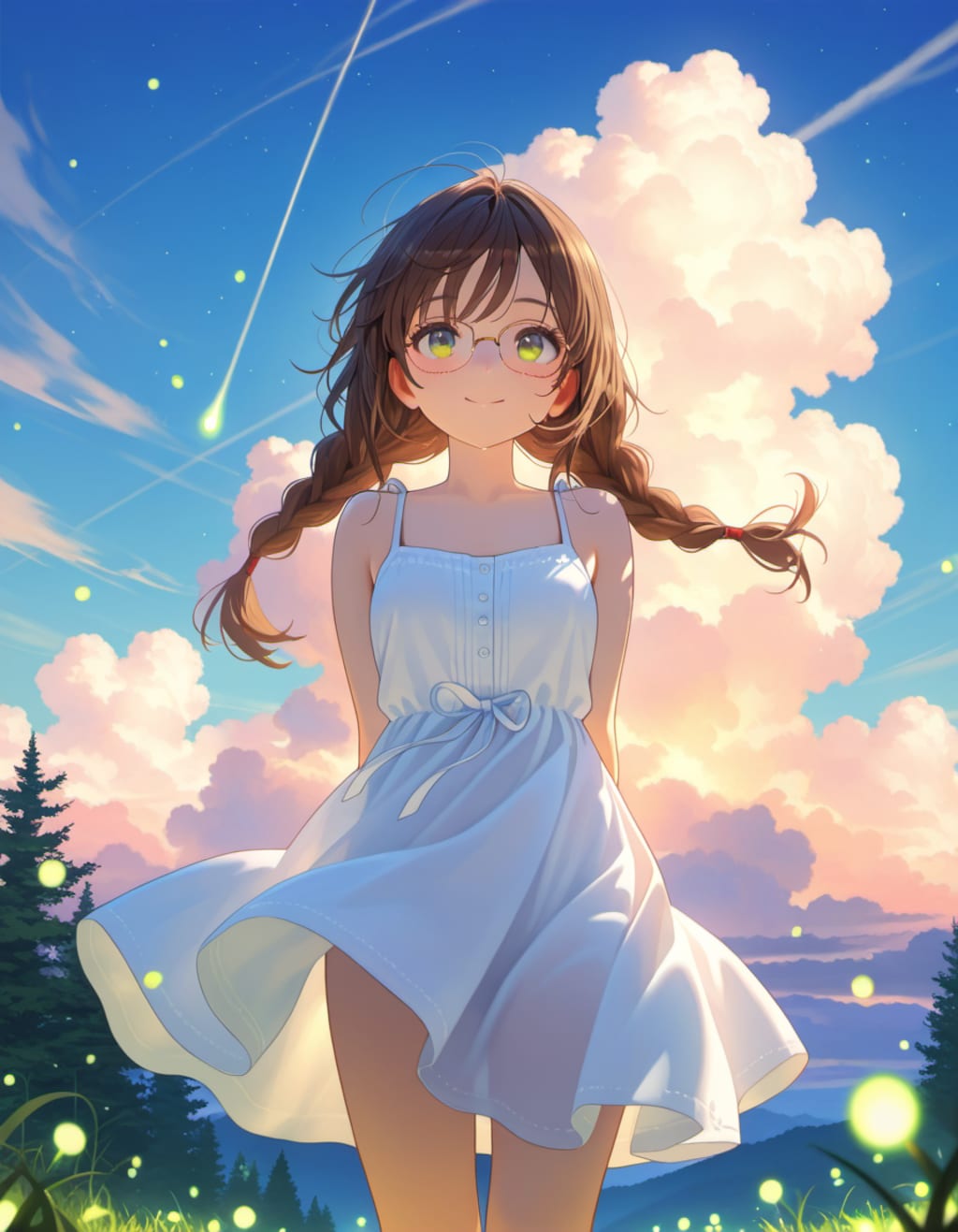 そよ風と三つ編みメガネ