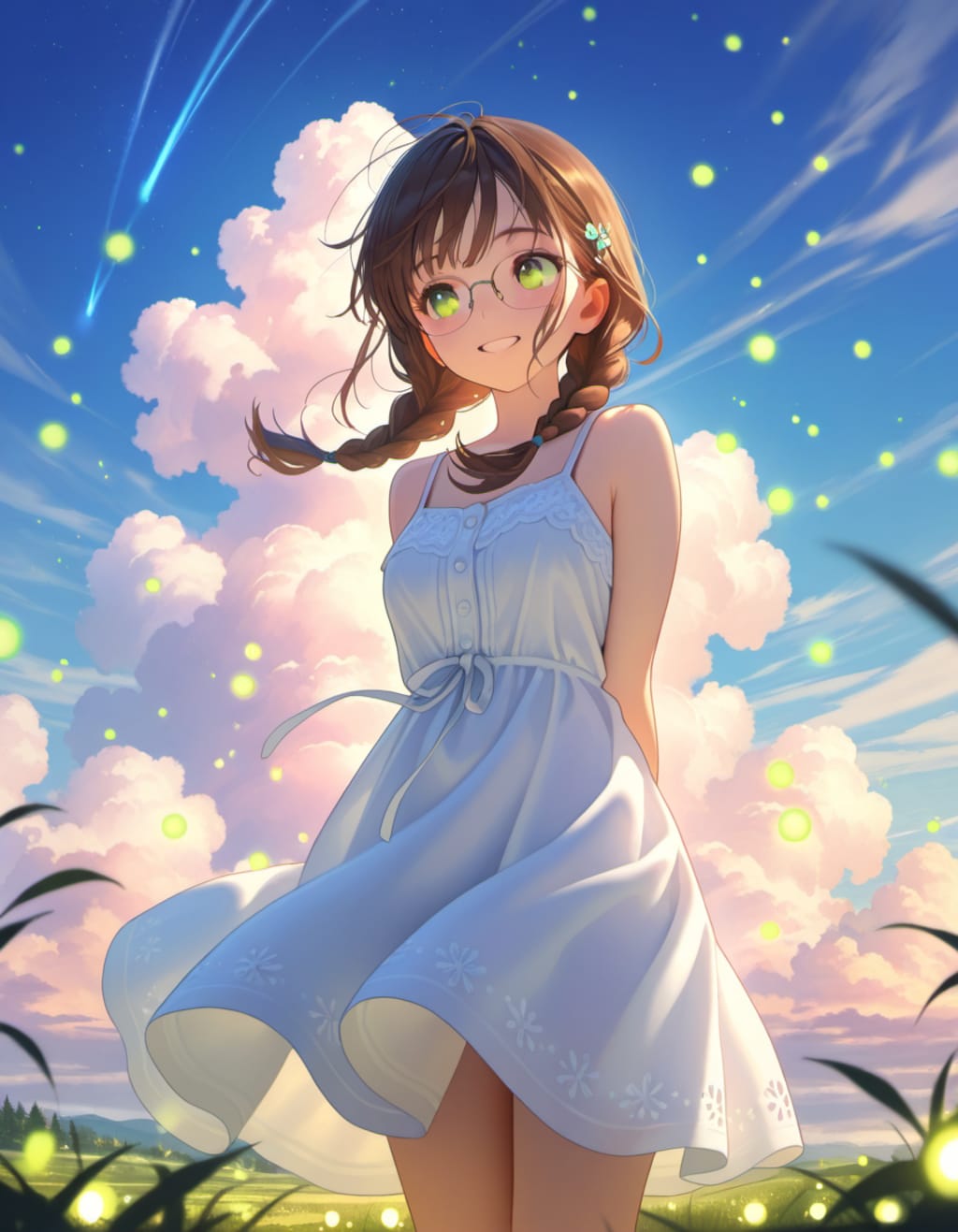 そよ風と三つ編みメガネ