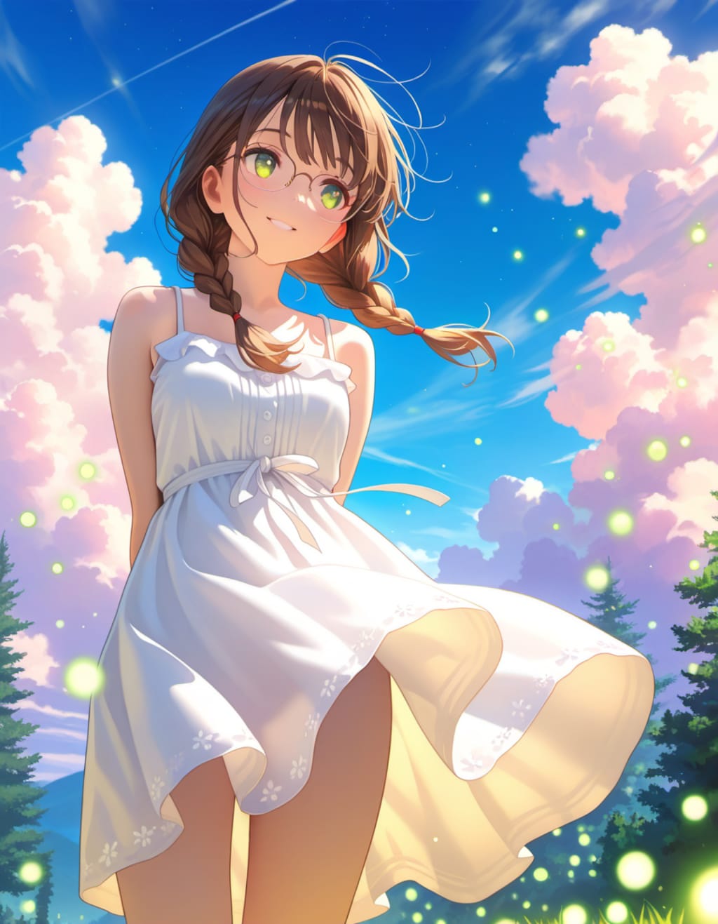 そよ風と三つ編みメガネ