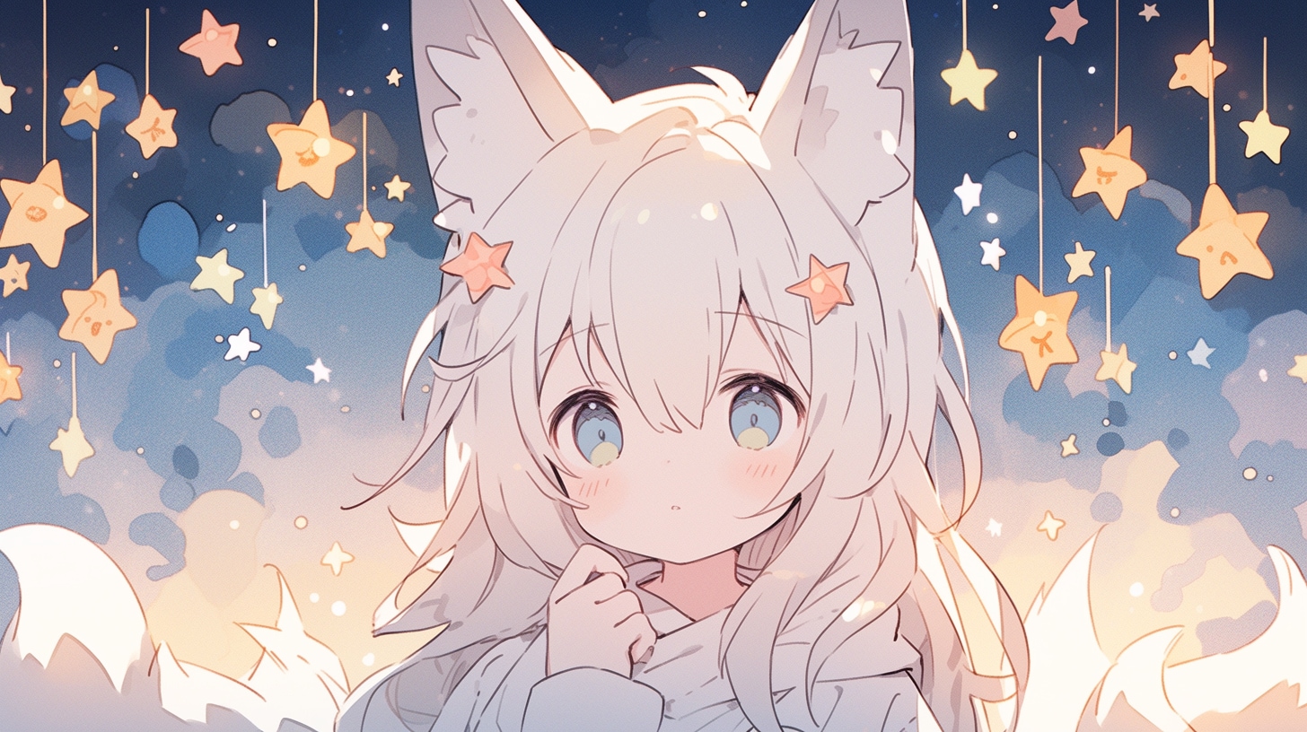 星降る夜の白狐少女の願い | の人気AIイラスト・グラビア