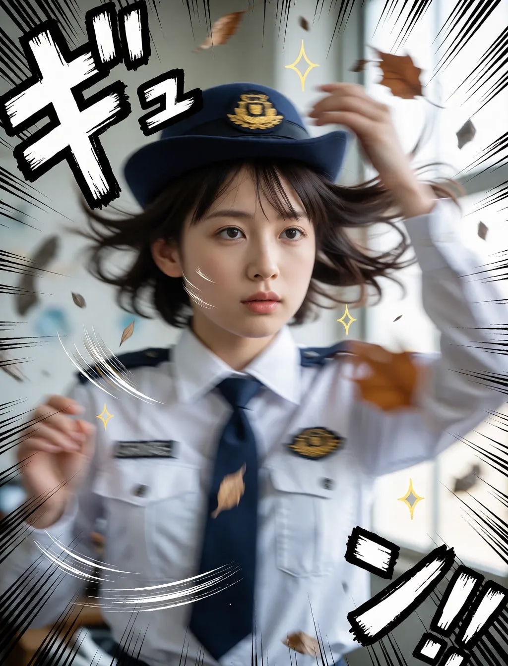 勢いのある警察官