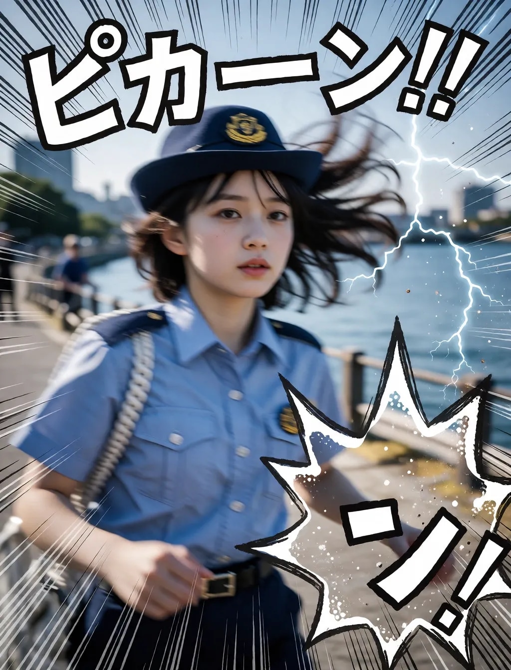 勢いのある警察官