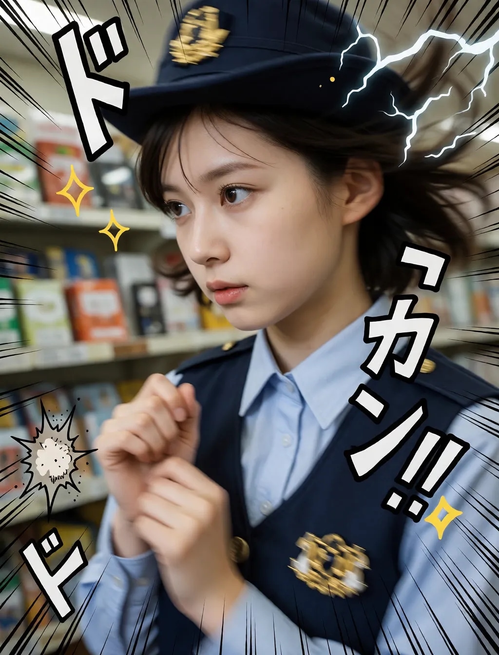 勢いのある警察官