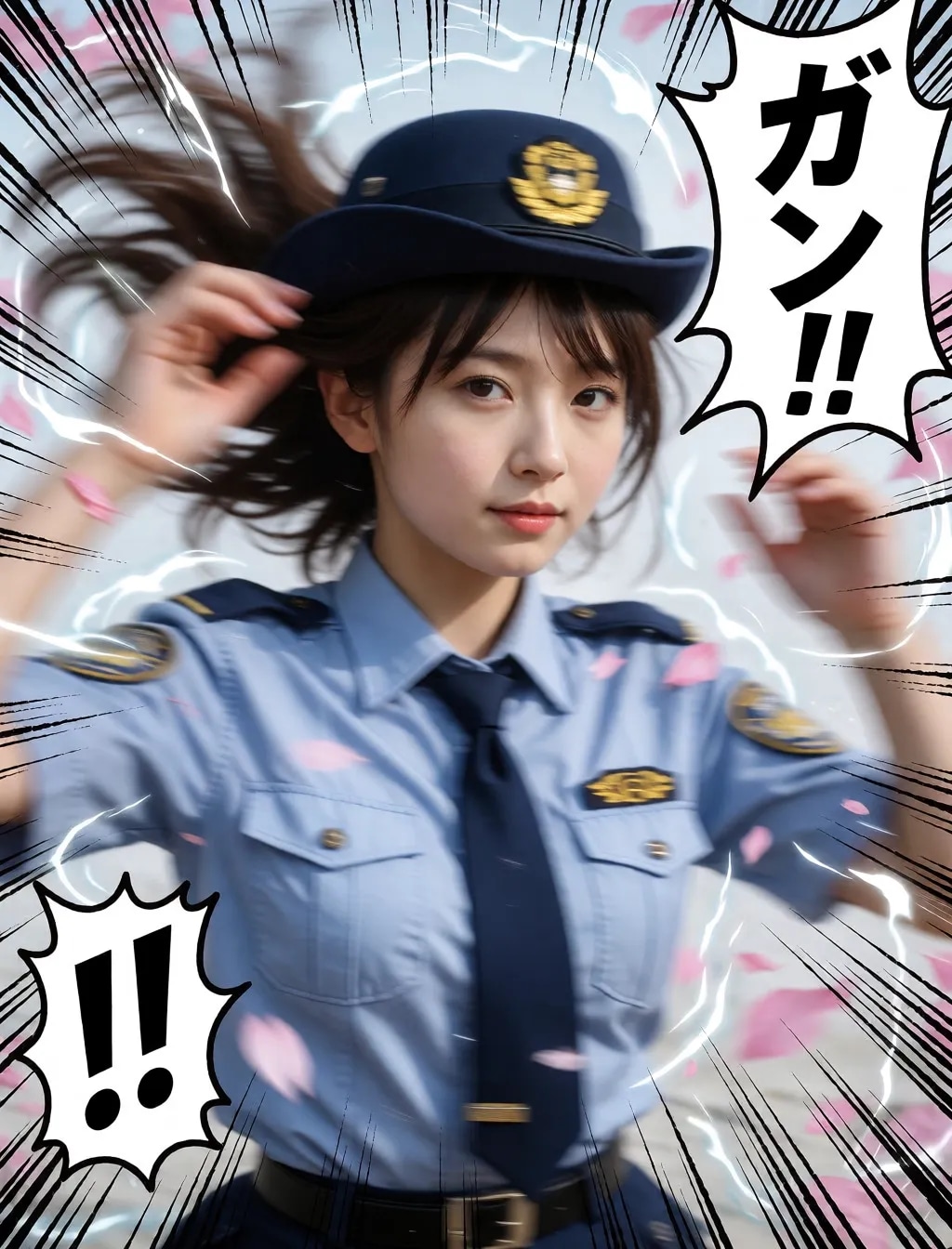 勢いのある警察官