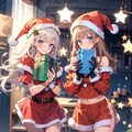 サンタクロースの衣装を着て、クリスマスプレゼントを配っている女の子達　TOPAZ 3枚目