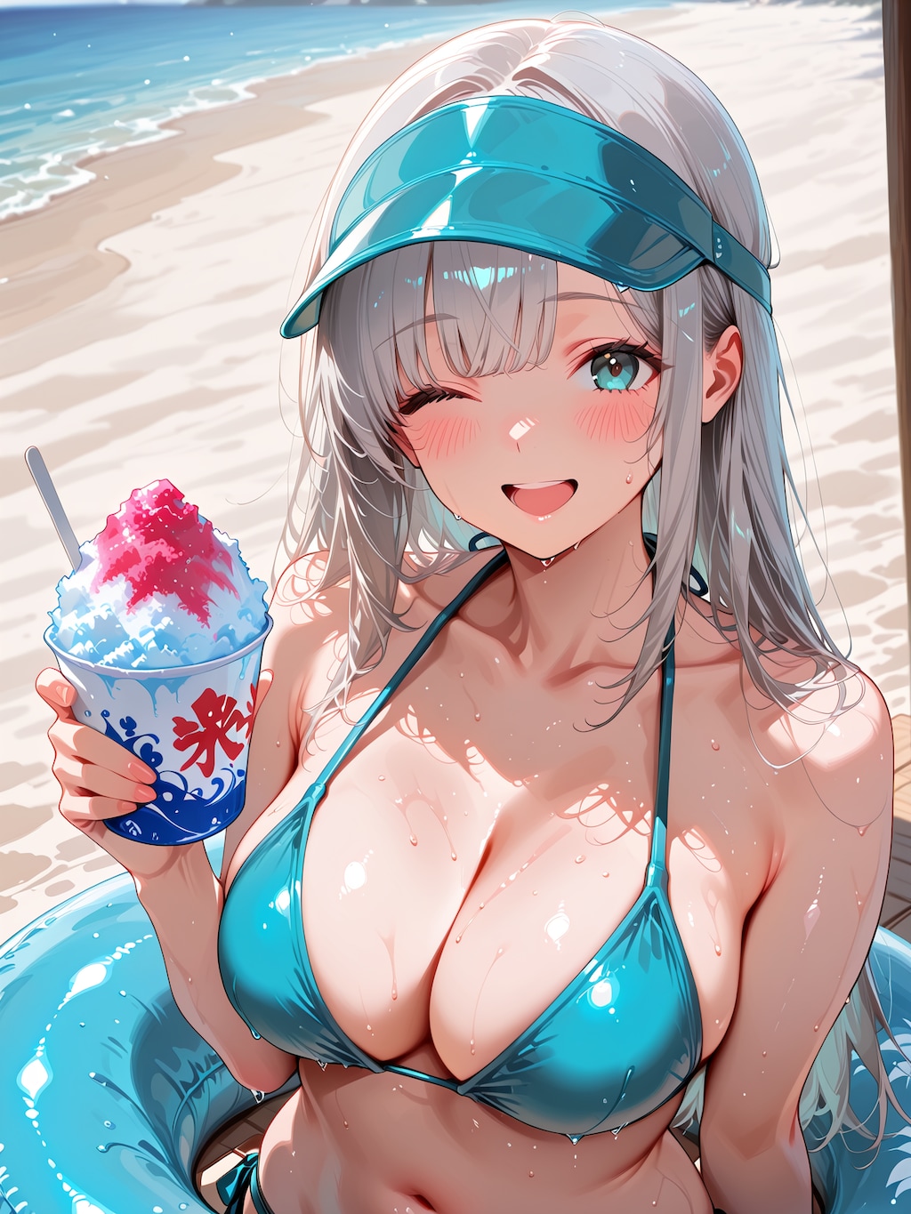 サンバイザーとかき氷