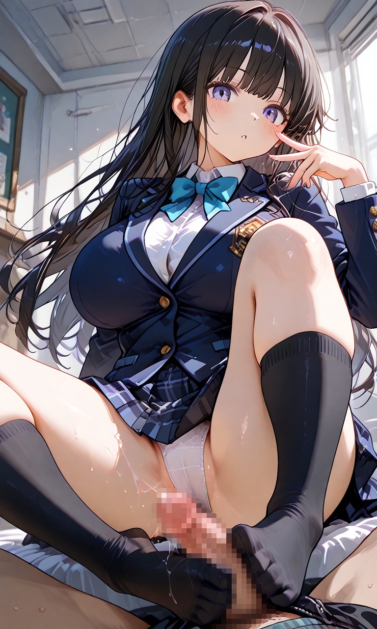 見せパン足コキ