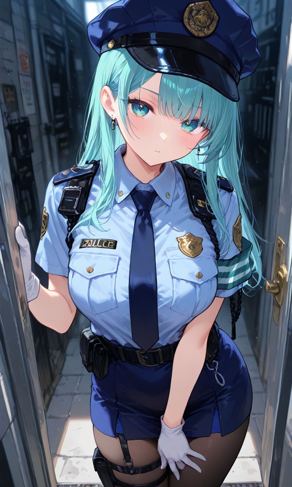 緑髪の警官