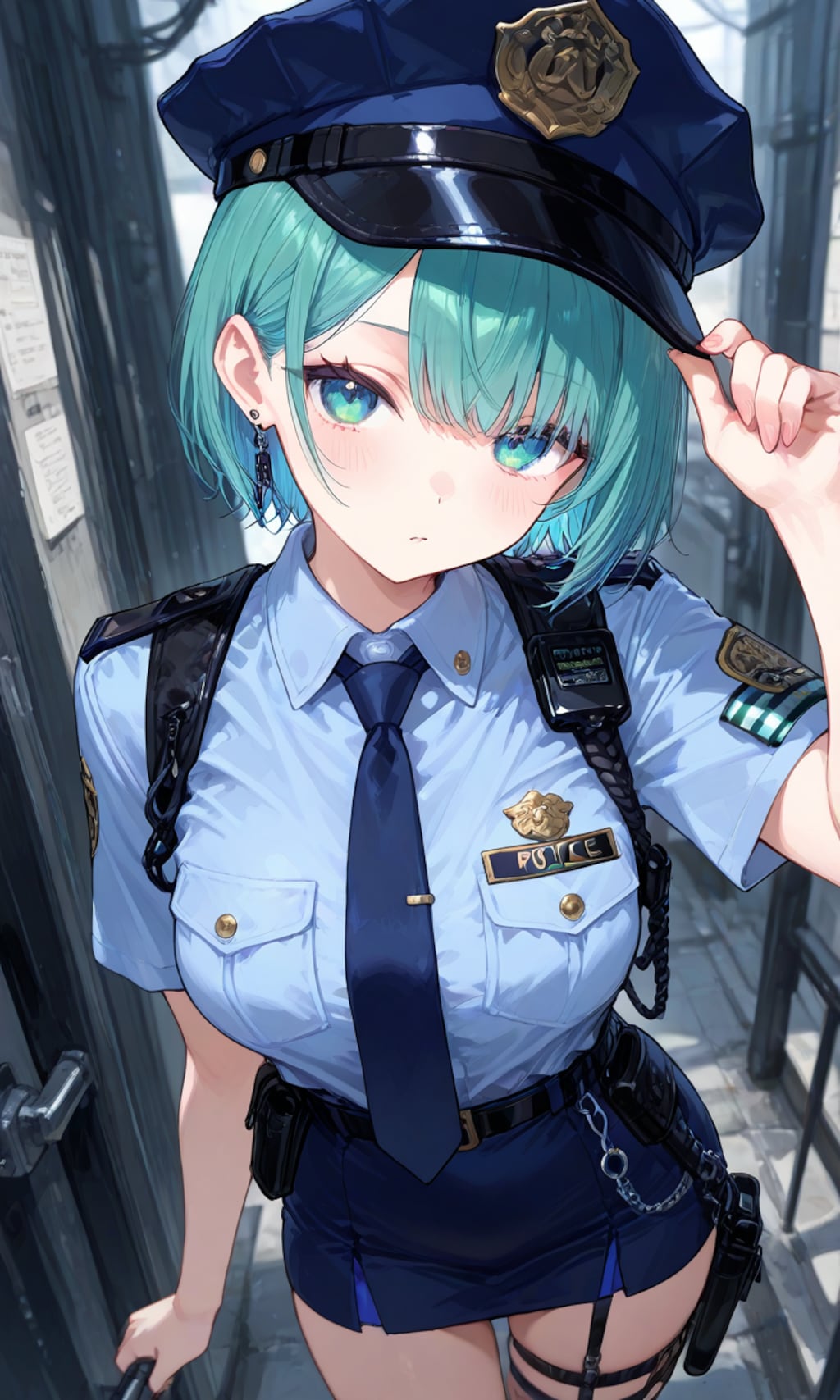 緑髪の警官