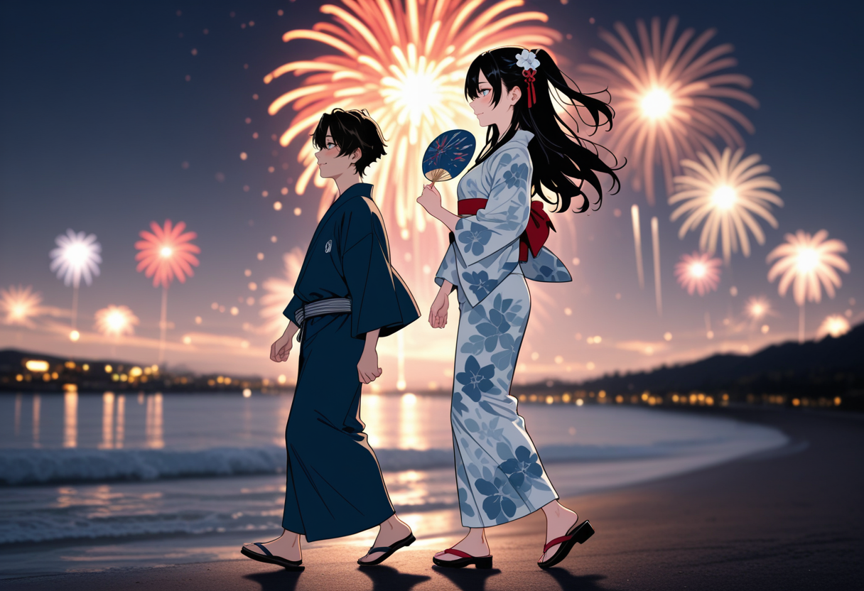 姉と弟と花火と | の人気AIイラスト・グラビア