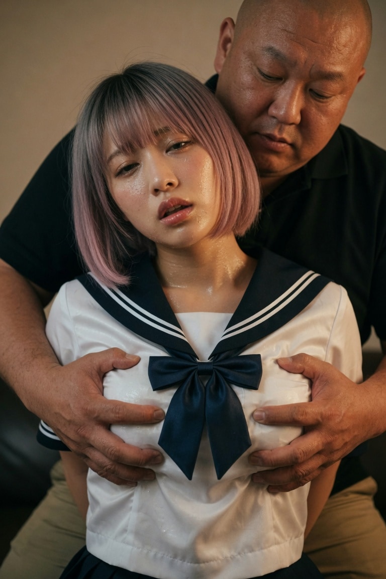 【動画有り】セーラー服着用ロリっ娘風俗嬢の巨乳を揉みしだく