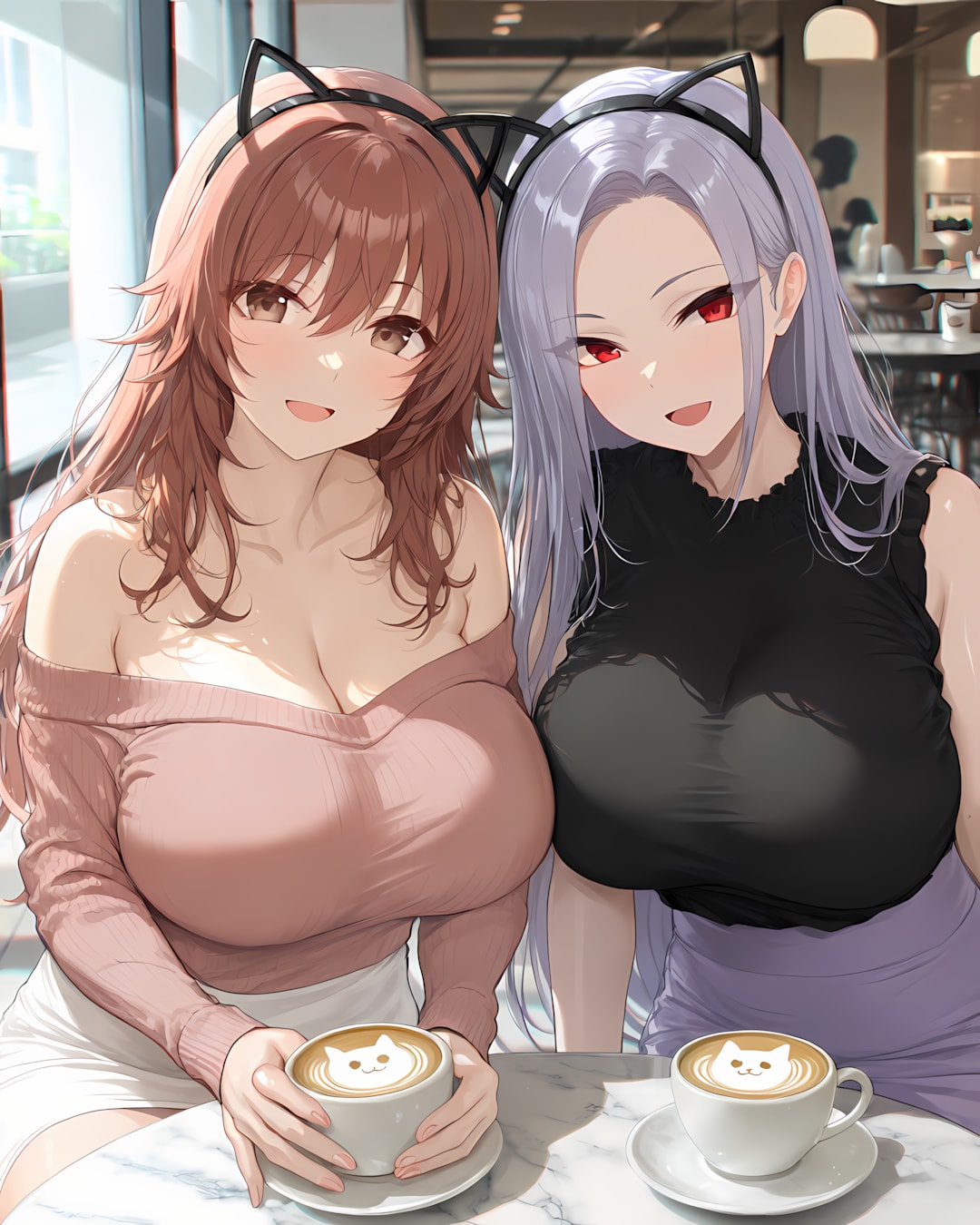 🐱世界猫の日記念カフェ！ノノカ＆ミレナの猫耳ラテショット☕