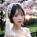 桜とウェディングドレス 9枚目