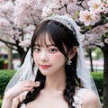 桜とウェディングドレス 2枚目