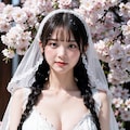 桜とウェディングドレス 8枚目