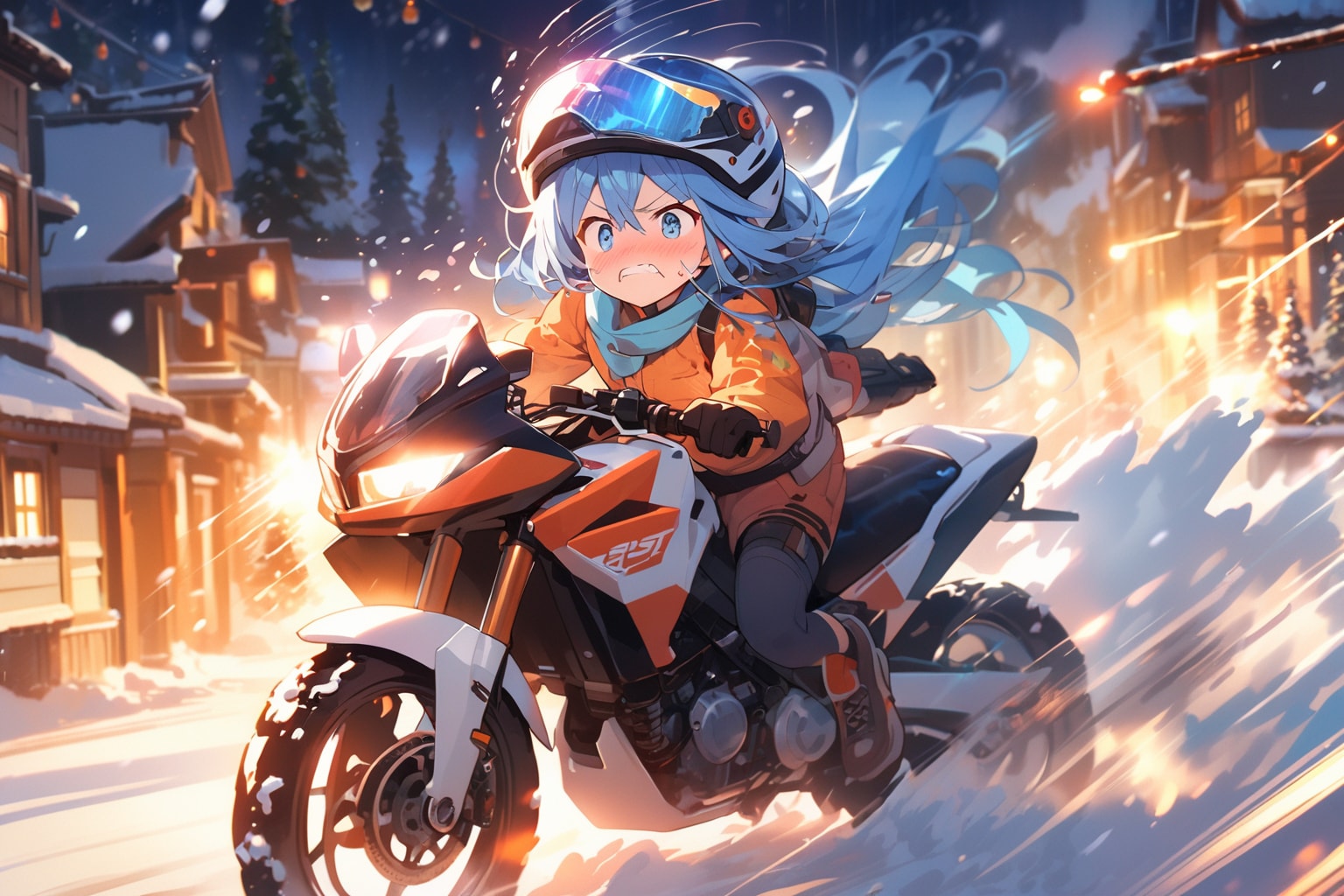 冬とバイクと女の子 | の人気AIイラスト・グラビア
