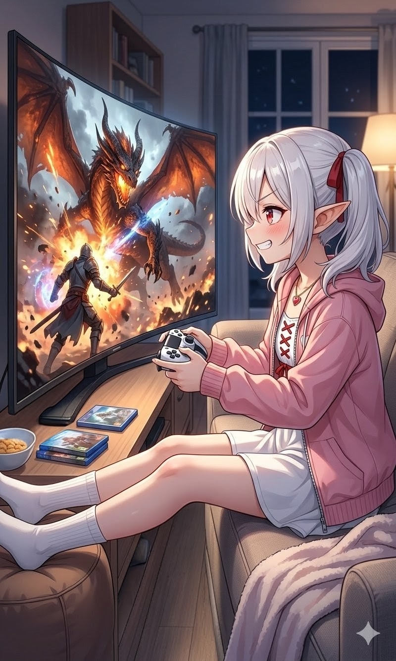 ゲームをしているシロネさん
