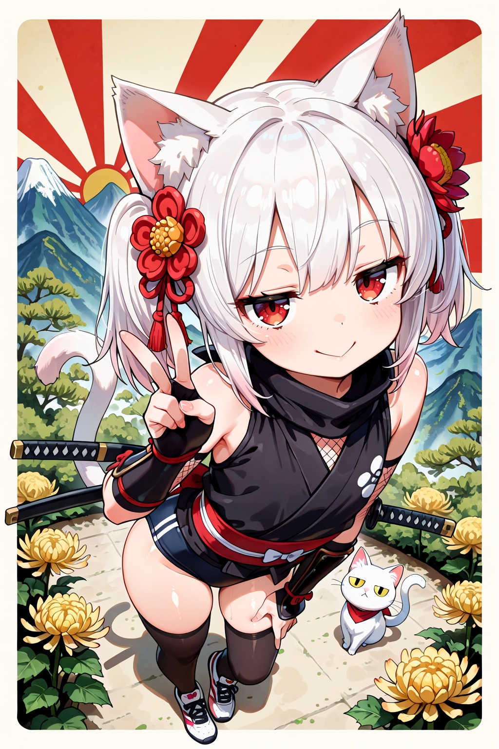 絶対領域仕立ての忍ルマ　菊の花を添えて