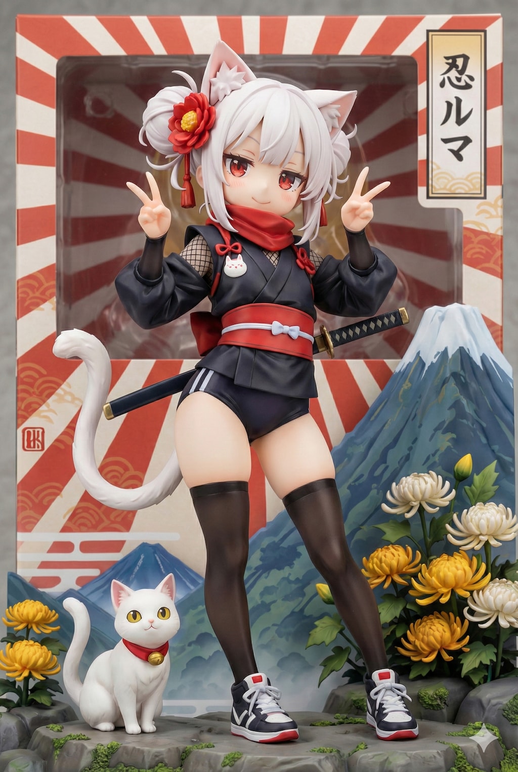 絶対領域仕立ての忍ルマ　菊の花を添えて