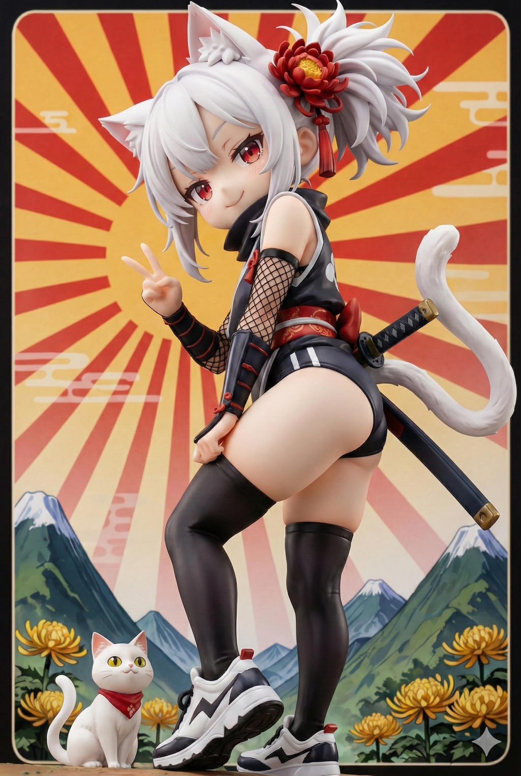 絶対領域仕立ての忍ルマ　菊の花を添えて