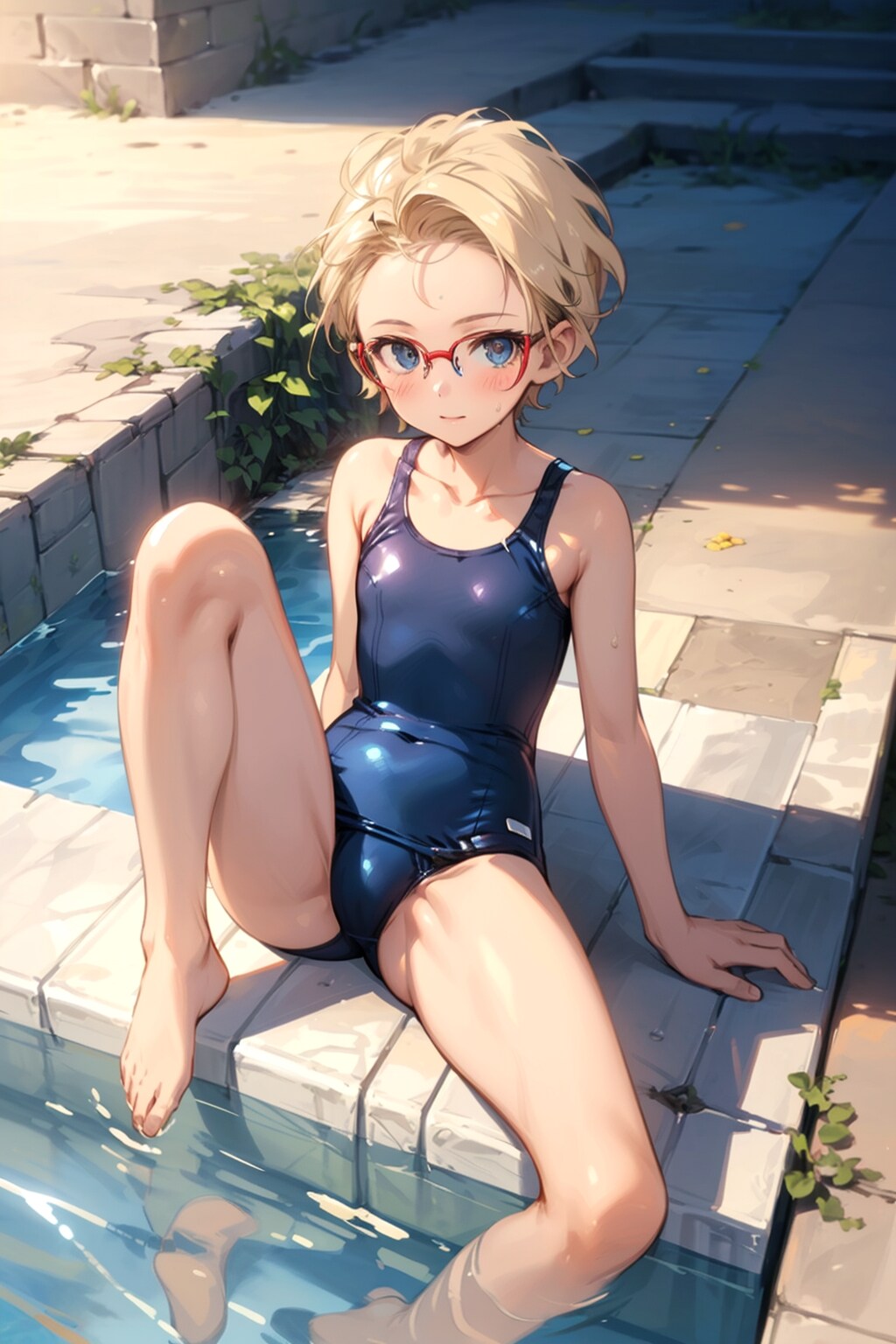 スク水の眼鏡っ娘