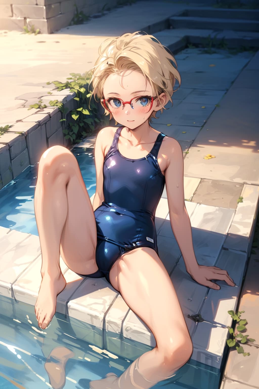 スク水の眼鏡っ娘