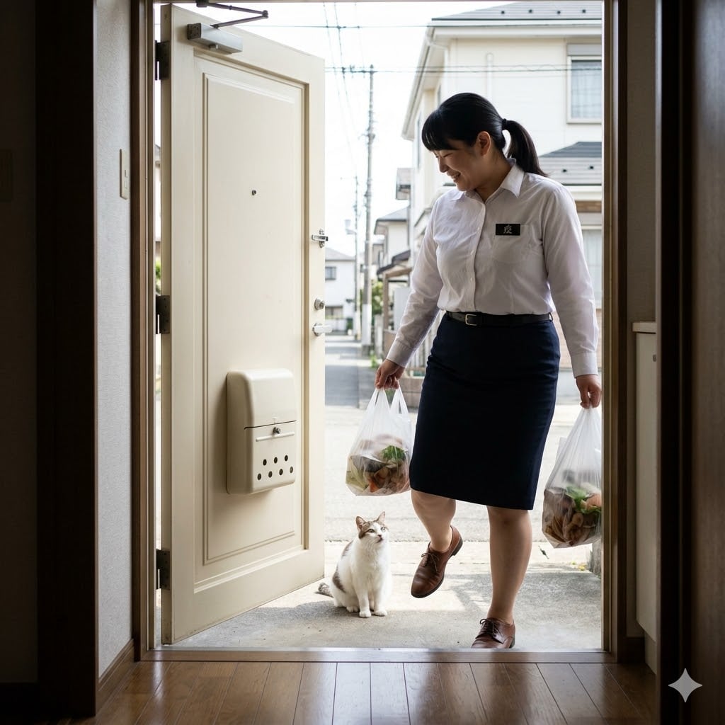 猫がついてきた