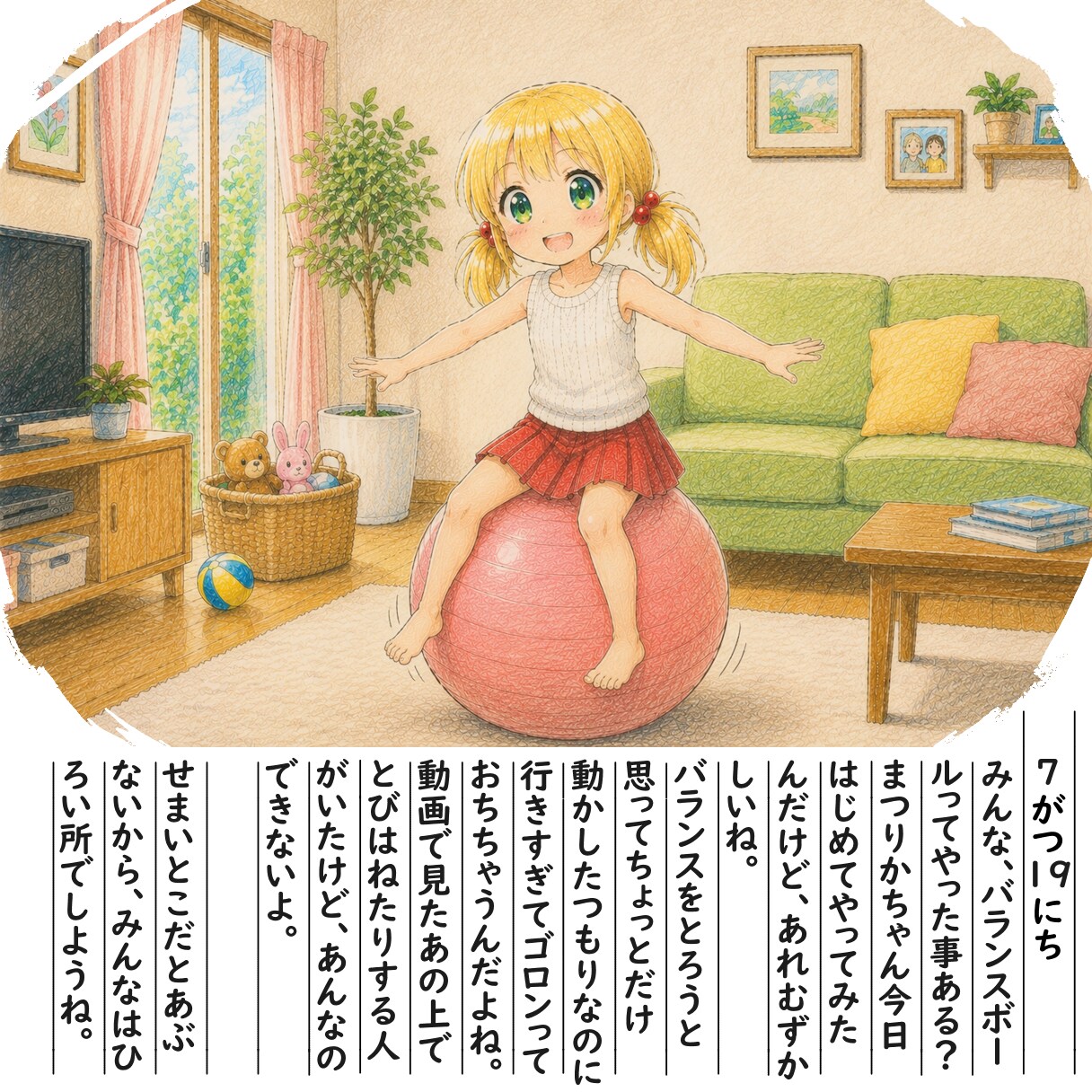 【絵日記】バランスボールしたよ