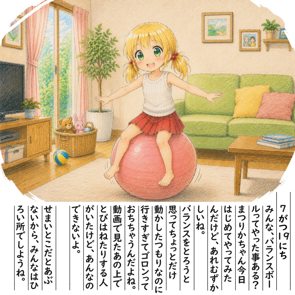 【絵日記】バランスボールしたよ