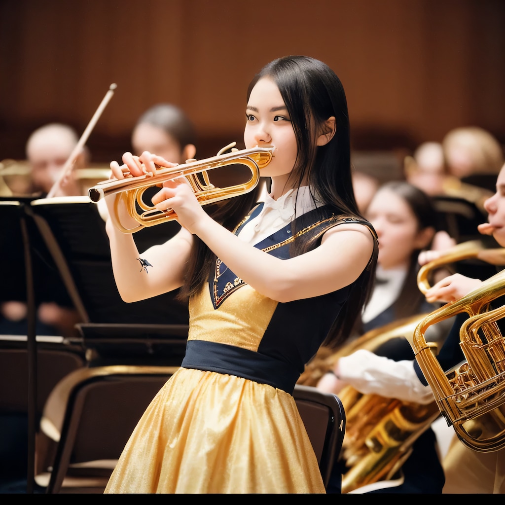 黒髪ロングでブラスバンドの美女５０