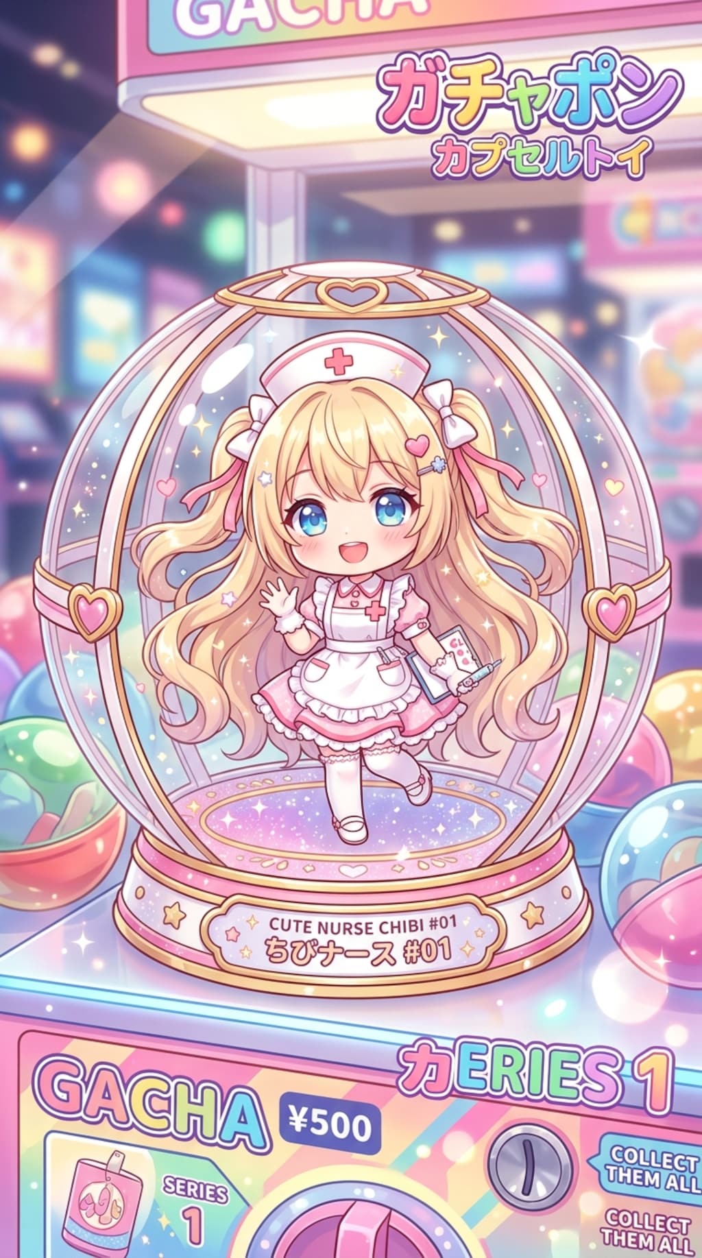 ナース服姿のV4Bちゃんをカプセルに入れたよ