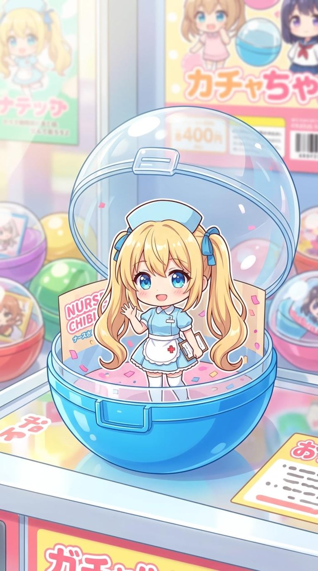 ナース服姿のV4Bちゃんをカプセルに入れたよ