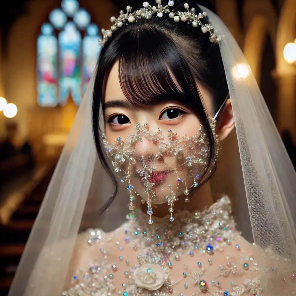 ウェディング風フェイスベール