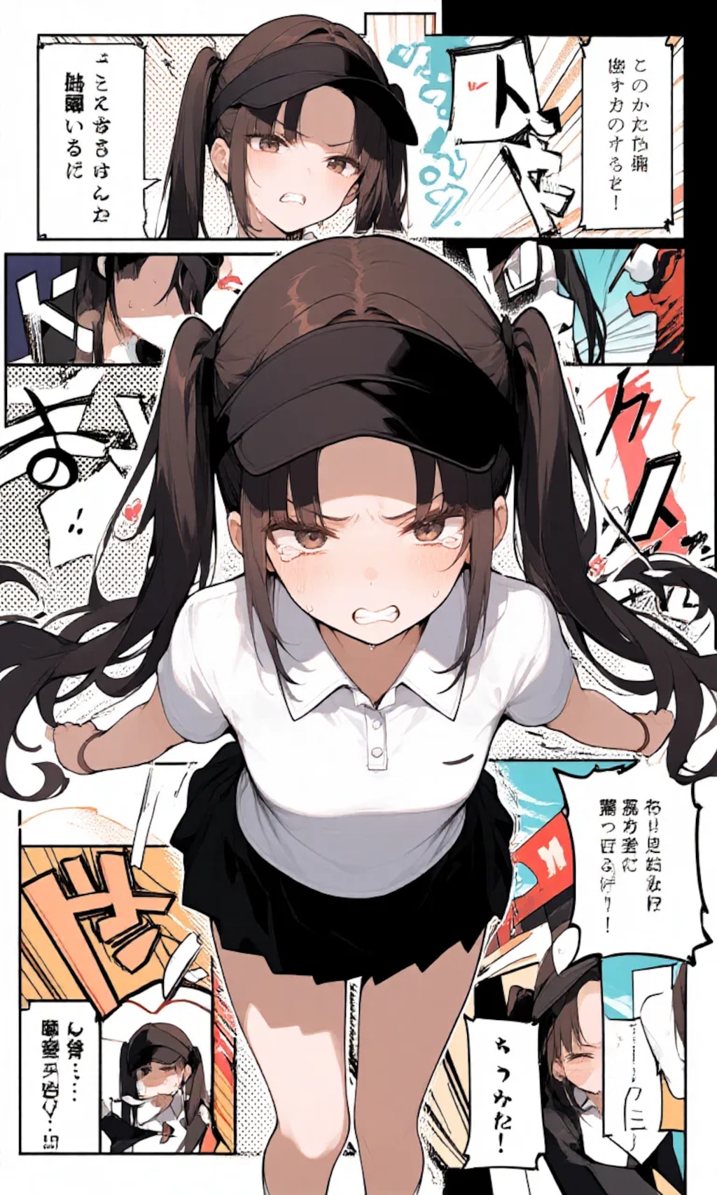 漫画風:テニス勝負からのスイーツ