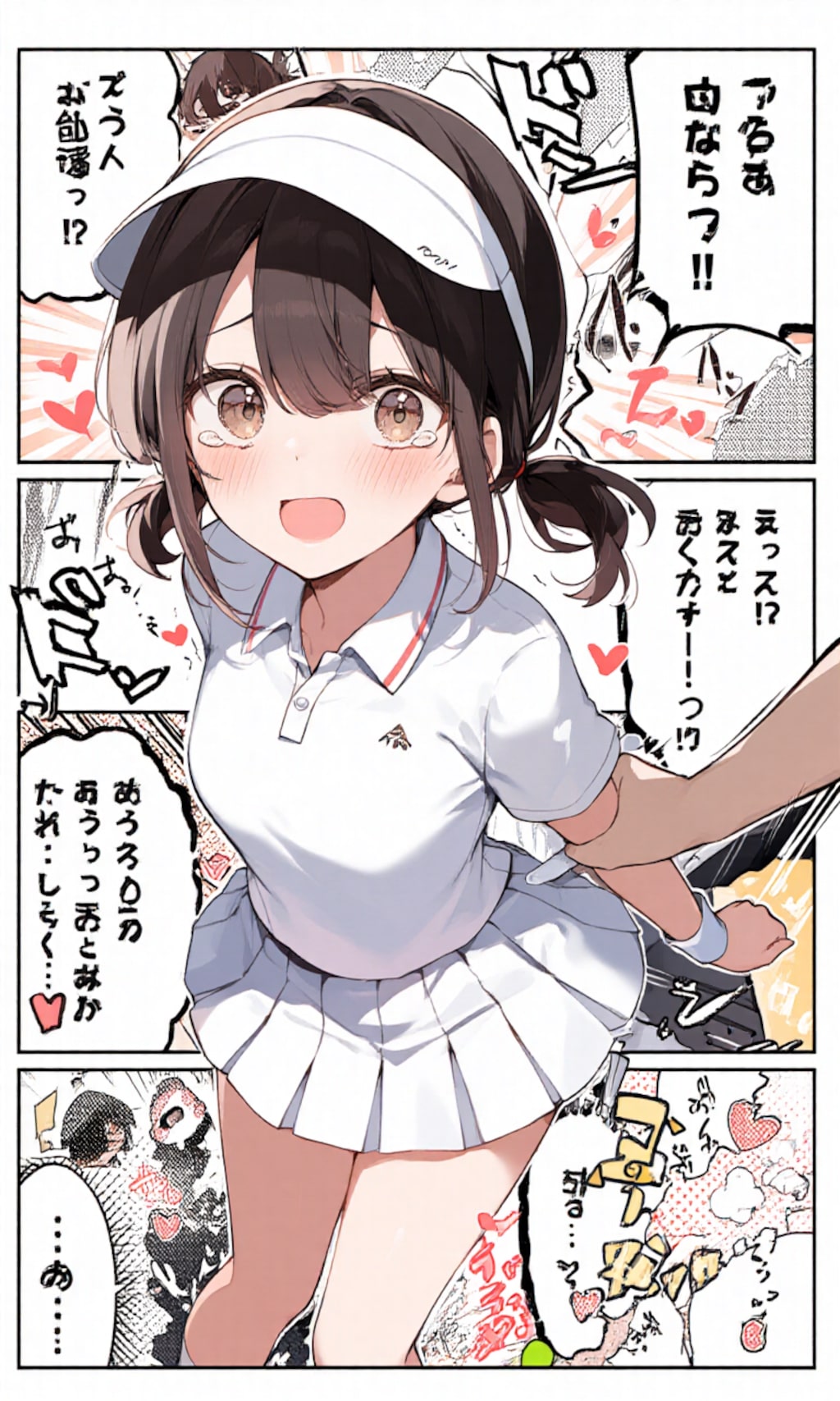 漫画風:テニス勝負からのスイーツ