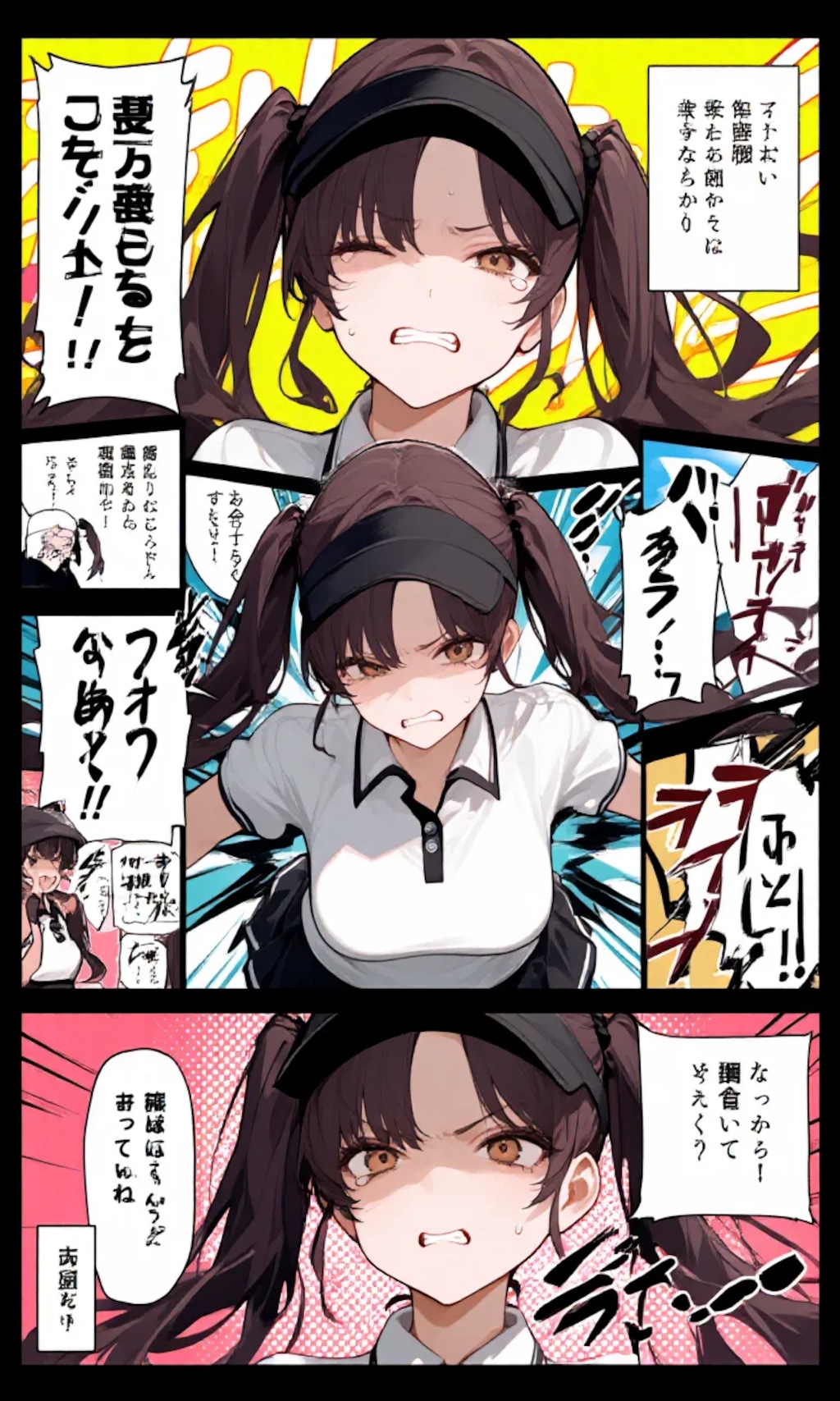 漫画風:テニス勝負からのスイーツ