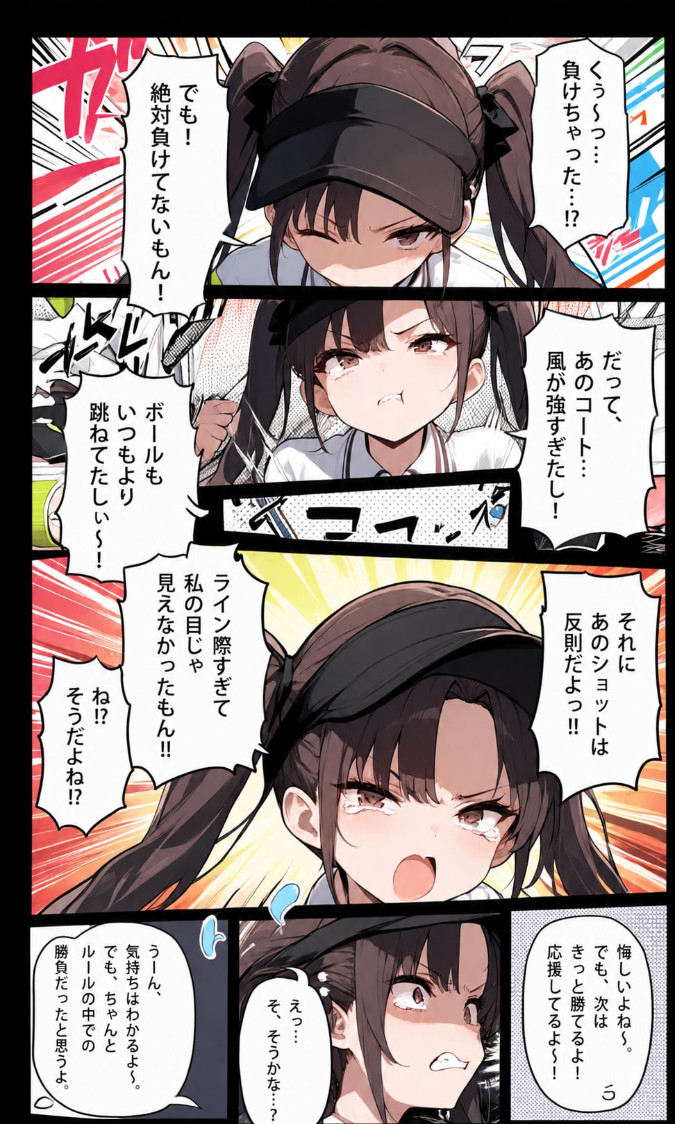 漫画風:テニス勝負からのスイーツ | の人気AIイラスト・グラビア