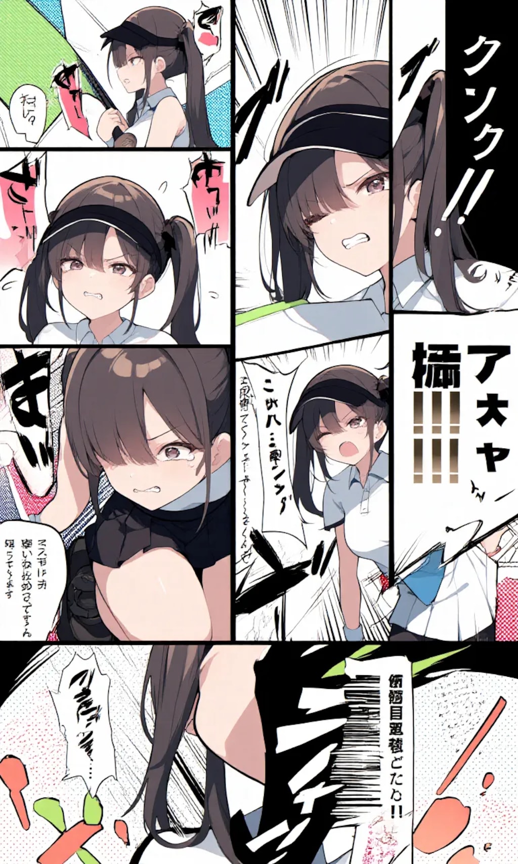 漫画風:テニス勝負からのスイーツ