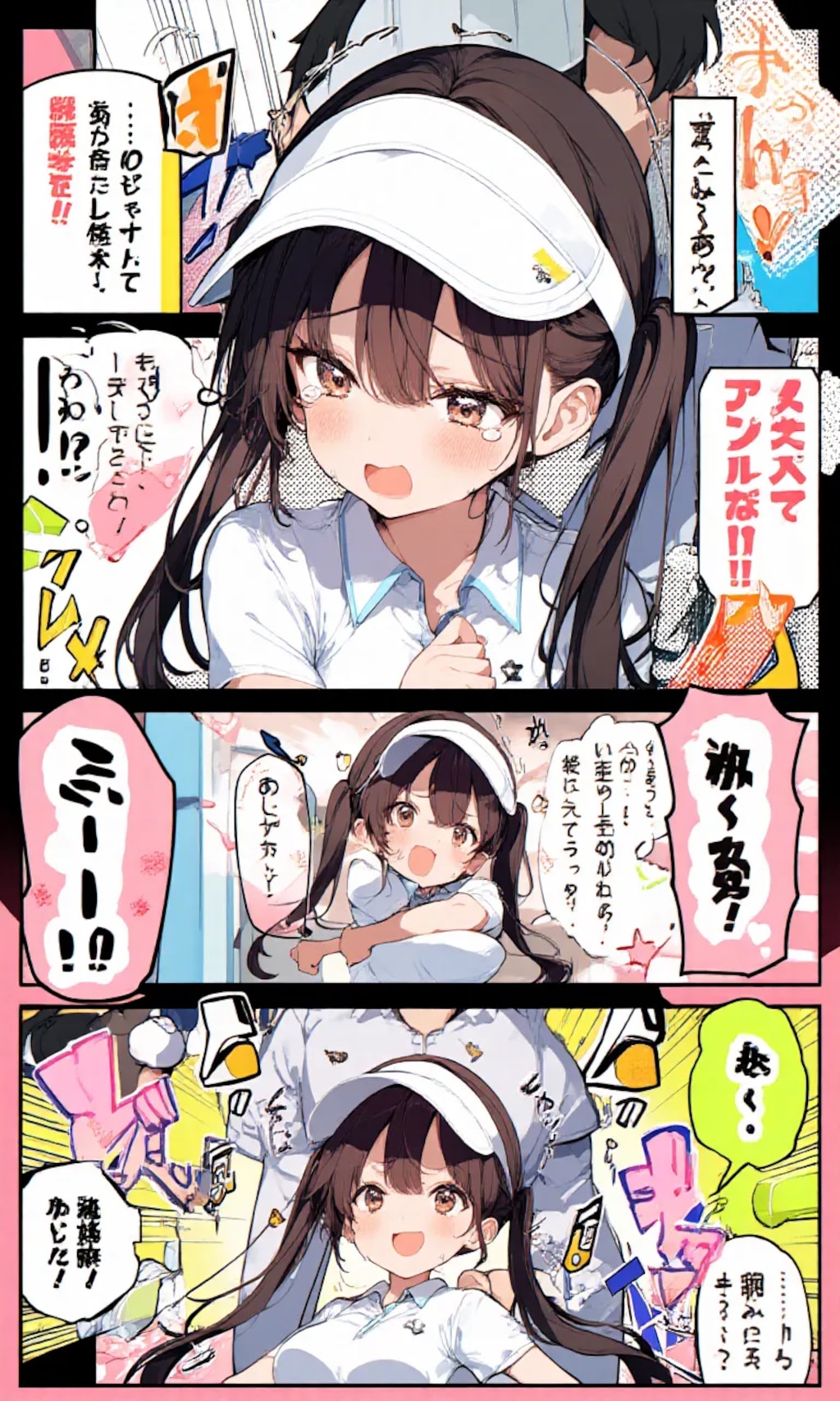漫画風:テニス勝負からのスイーツ
