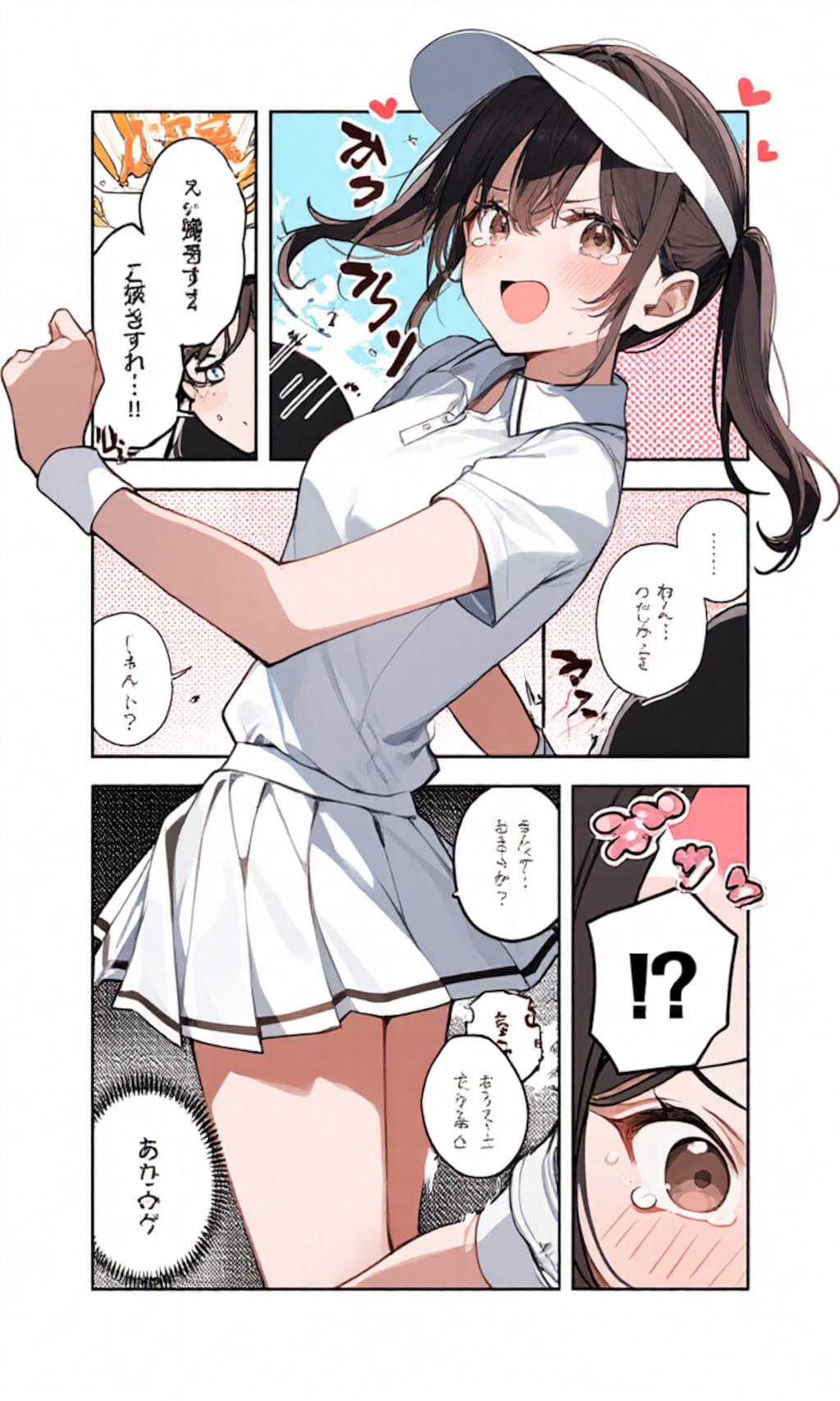 漫画風:テニス勝負からのスイーツ