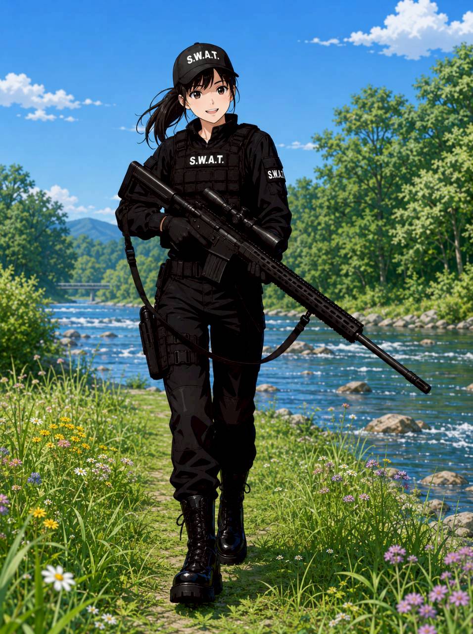 川べりの女S.W.A.T.です | の人気AIイラスト・グラビア