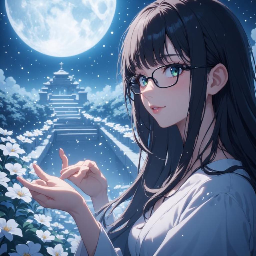 月夜の黒髪メガネ