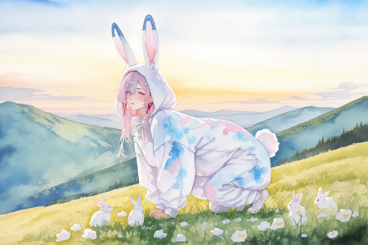 白いウサギの着ぐるみ