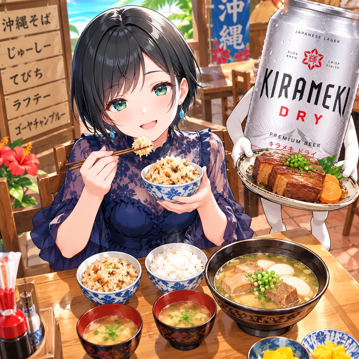 ジューシーと味噌汁を頼んだ藍音ちゃん | の人気AIイラスト・グラビア