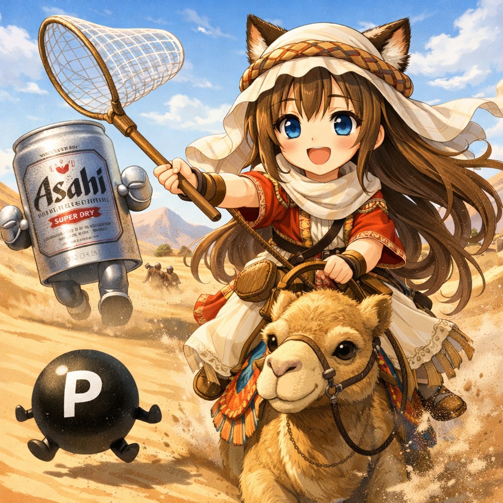 ラクダに乗って点Pを追いかける小さな女の子