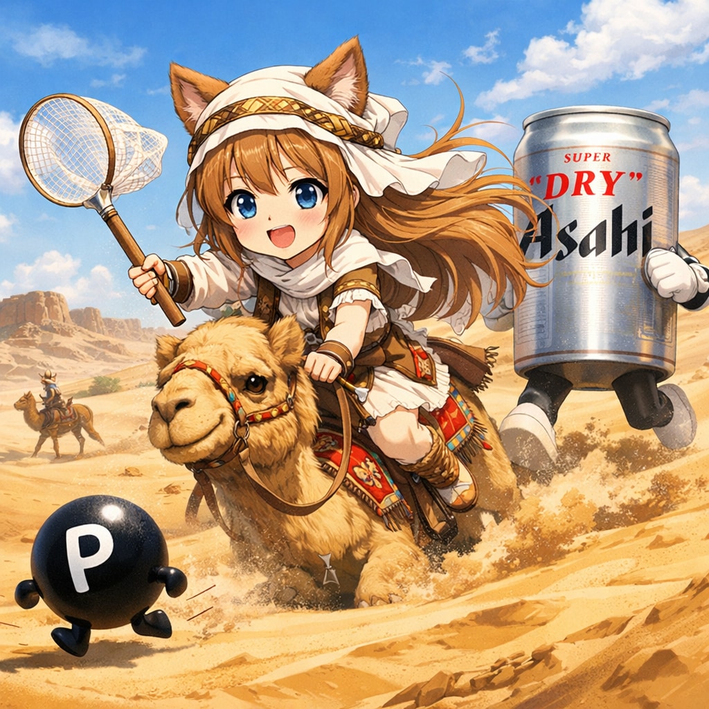 ラクダに乗って点Pを追いかける小さな女の子