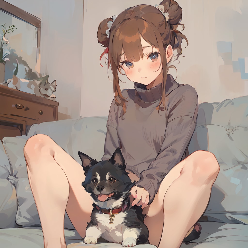 子犬と一緒